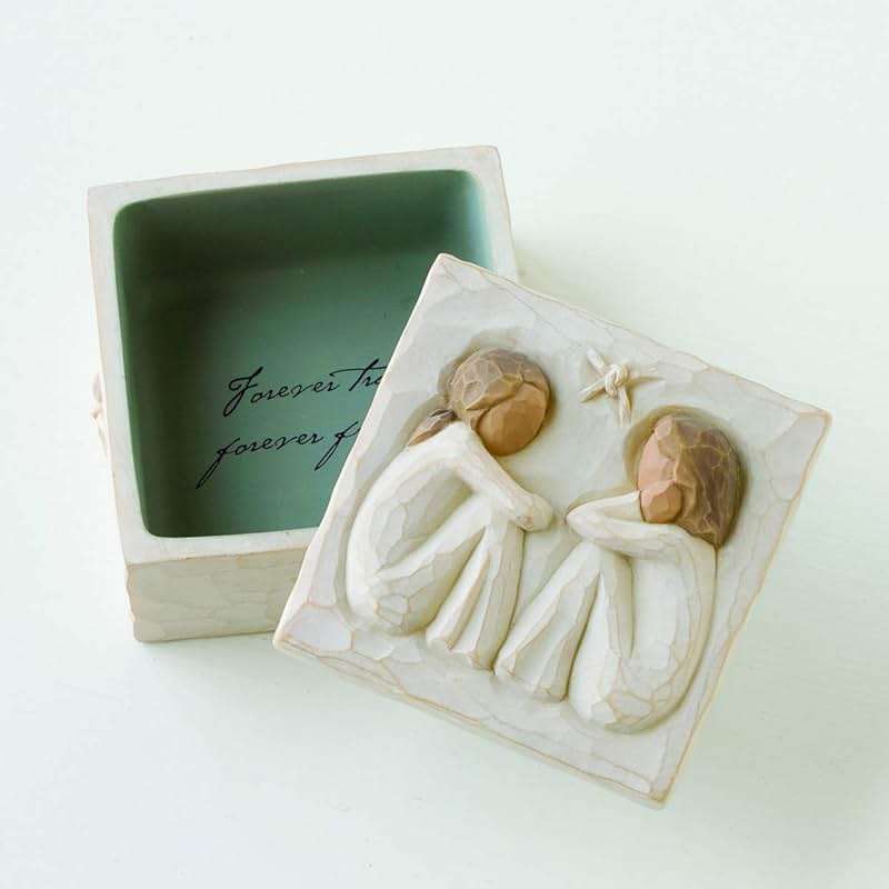 Willow Tree Friendship Keepsake Box, Forever True, Forever Friends, Holds Jewelry and Treasures, Carving of Best Friends or Sisters, Sculpted Hand-Painted Keepsake Box - Image 4