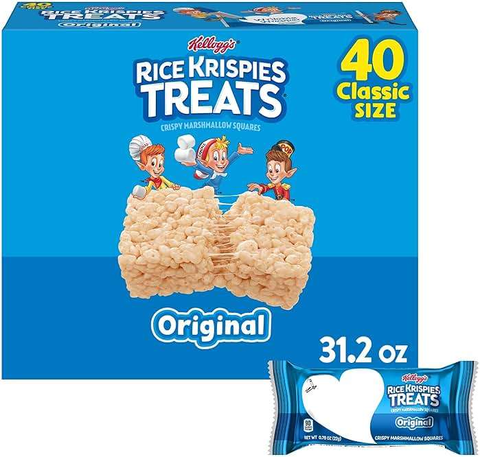 Rice Krispies Treats Crispy Marshmallow Squares, Kids Snacks, Cereal Bars, Original, 31.2oz Box (40 Bars) - Image 1