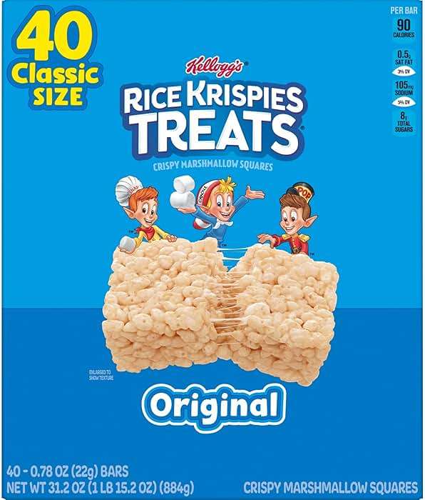Rice Krispies Treats Crispy Marshmallow Squares, Kids Snacks, Cereal Bars, Original, 31.2oz Box (40 Bars) - Image 9