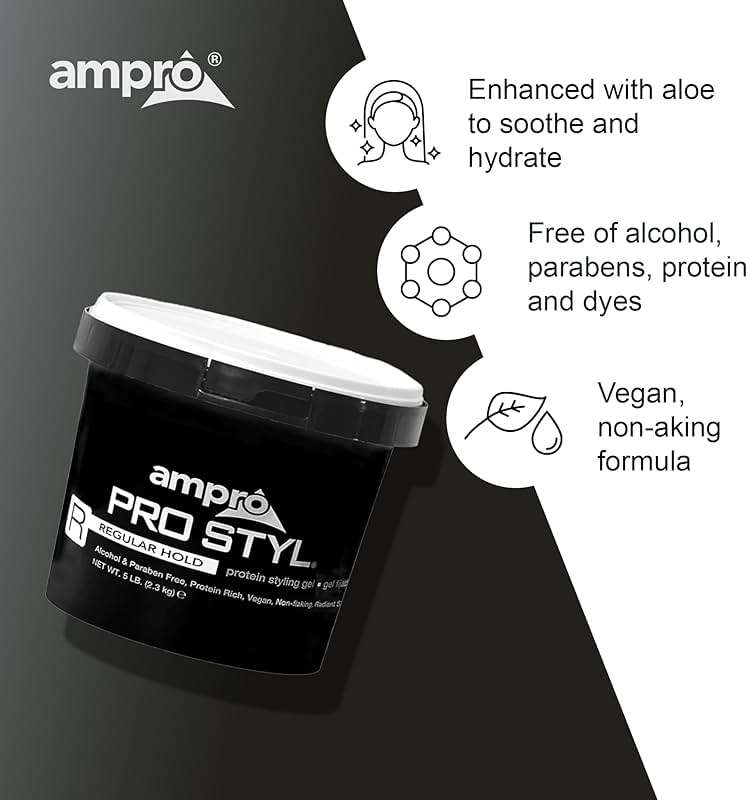 AmPro Pro Styl Styling Gel - Protects and Strengthens Your Strands - Non-Flaking, Alcohol Free, Vegan Formula - Flexible, Touchable Hold for All Hair Textures - Regular - 80 OZ - Image 5