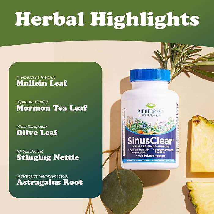 RidgeCrest Herbals SinusClear, Mullein Leaf, Bromelain, Vitamin C, and Zinc, for Healthy Mucus, Immune & Respiratory Support, (60 Veg Caps, 30 Serv) - Image 5