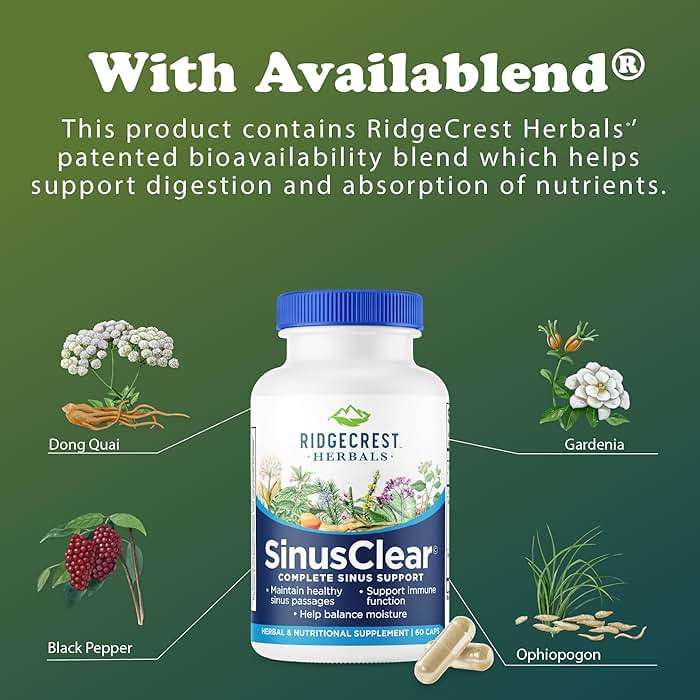 RidgeCrest Herbals SinusClear, Mullein Leaf, Bromelain, Vitamin C, and Zinc, for Healthy Mucus, Immune & Respiratory Support, (60 Veg Caps, 30 Serv) - Image 6