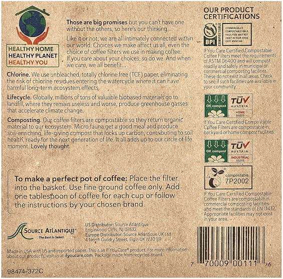 If You Care Coffee Filter Baskets ( 1x100 CT ), Fits 8-12 Cup Drip Coffee Makers - Image 2