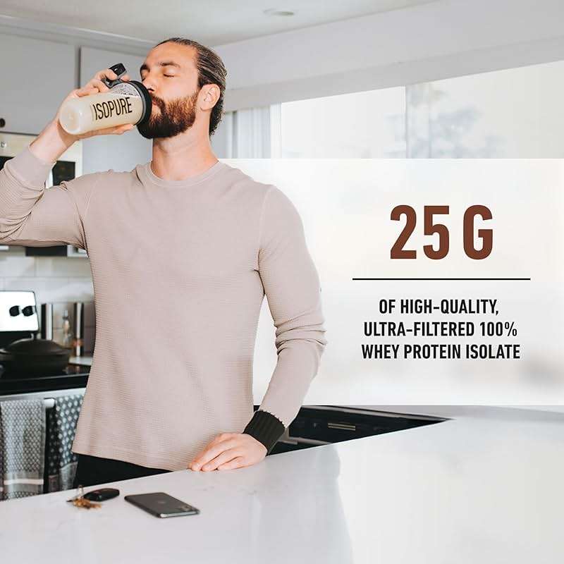 Isopure Low Carb 100% Pure Whey Isolate Protein Powder, Gluten Free, With Vitamins, Dutch Chocolate, 25g Protein Per Serving, 3.07 Lbs, 41 Servings (Packaging May Vary) - Image 5