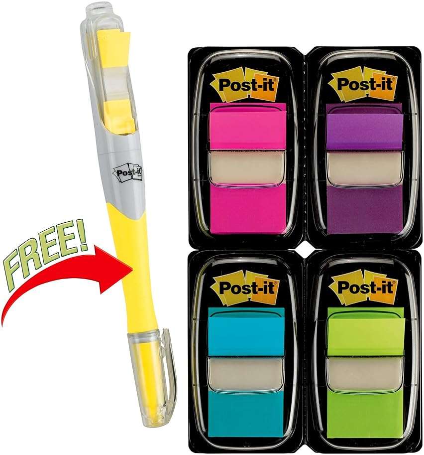 Post-it Flags Value Pack, 50/Dispenser, 4 Dispensers/Pack, 1 in Wide, Assorted Bright Colors, Includes FREE Flags + Highlighter (680-PPBGVA) - Image 12