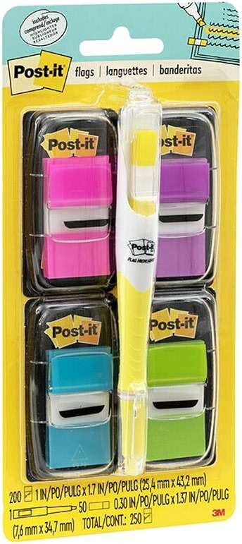Post-it Flags Value Pack, 50/Dispenser, 4 Dispensers/Pack, 1 in Wide, Assorted Bright Colors, Includes FREE Flags + Highlighter (680-PPBGVA) - Image 10
