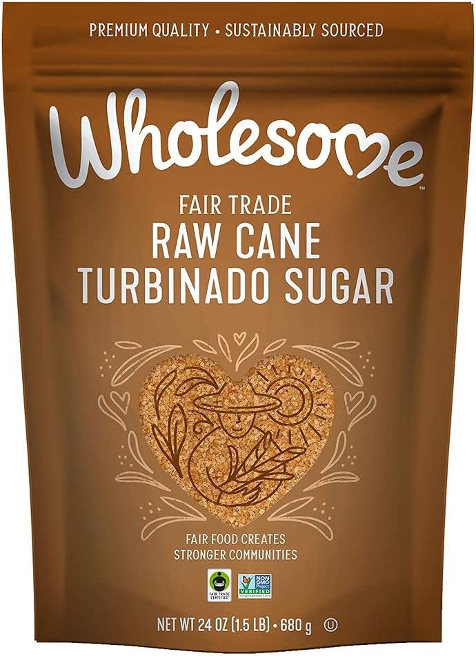 Wholesome Sweeteners 24-Ounce Raw Cane Turbinado Cane Sugar, Fair Trade, Non GMO, Gluten Free & Vegan, 12 Pack - Image 1