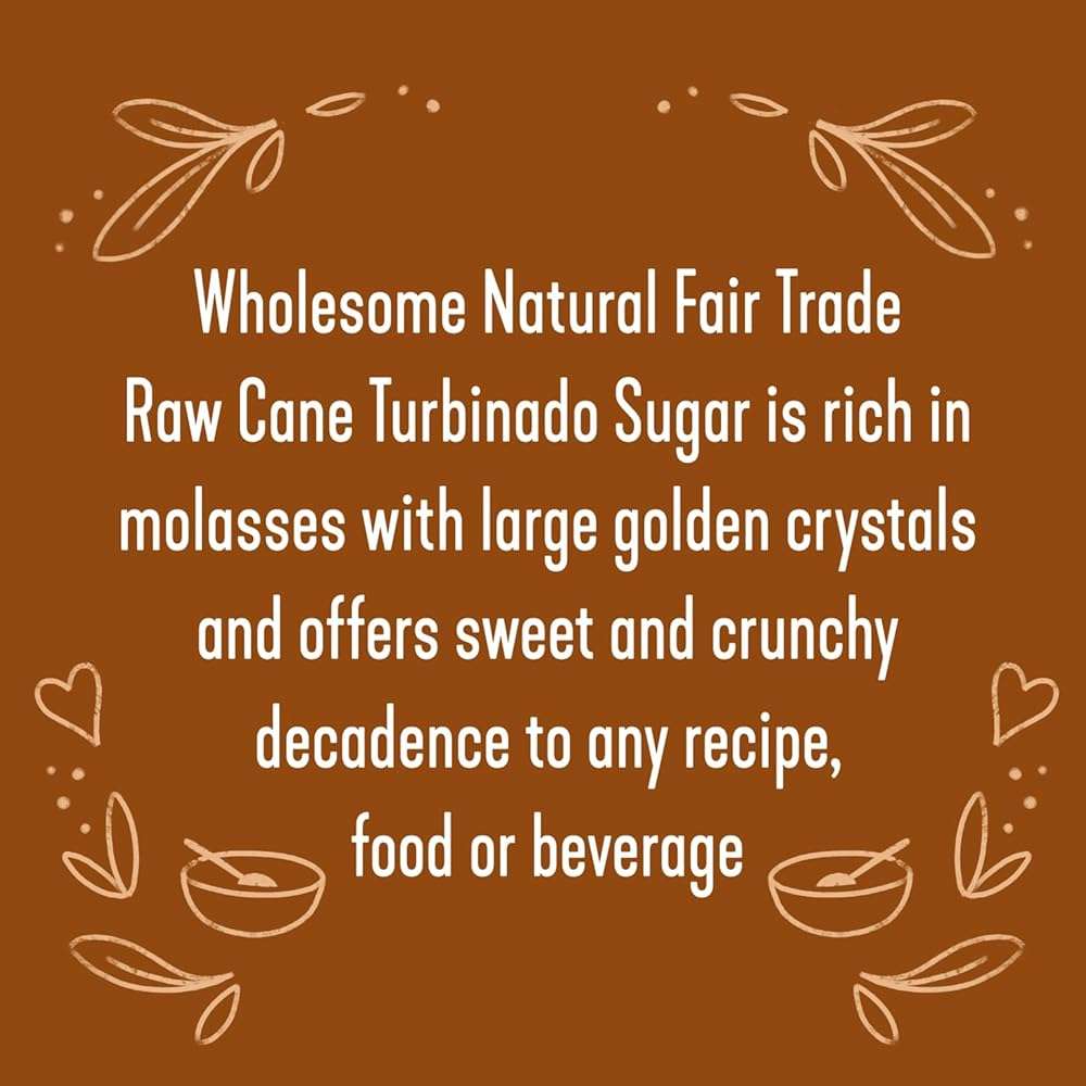 Wholesome Sweeteners 24-Ounce Raw Cane Turbinado Cane Sugar, Fair Trade, Non GMO, Gluten Free & Vegan, 12 Pack - Image 4