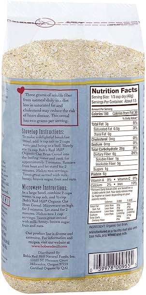 Bob's Red Mill Organic Oat Bran Hot Cereal, 18 Ounce (Pack of 4) - Image 2