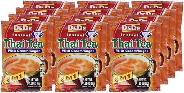 Unknown DEDE Instant Thai Tea Drink with and Sugar 12 Pockets, cream, 14.76 Ounce - Image 4