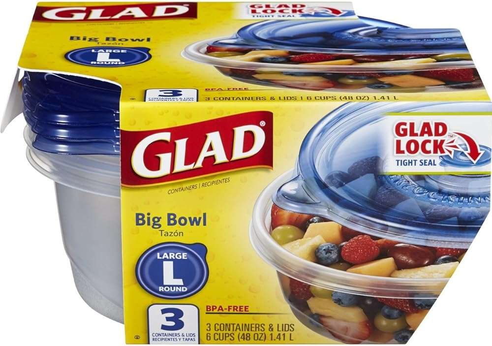 Glad Food Storage Containers - Big Bowl Container - 48 Ounce - 3 Count - 6 pack - Image 1