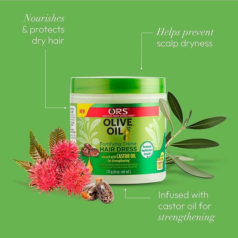 ORS Olive Oil Fortifying Cream Hair Dress Infused with Castor Oil for Strengthening 6 Ounce - Image 5