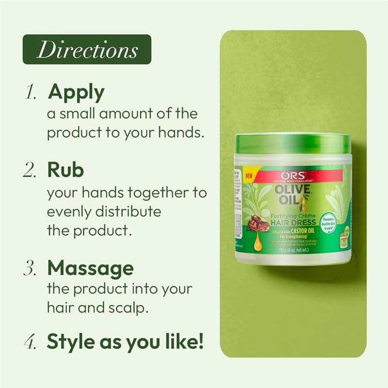 ORS Olive Oil Fortifying Cream Hair Dress Infused with Castor Oil for Strengthening 6 Ounce - Image 10