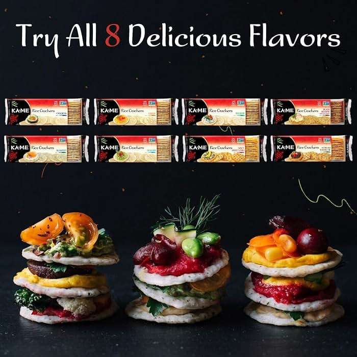 KA-ME Gluten-Free Original Rice Crunch Crackers 3.5 oz (Pack of 12), Authentic Asian Ingredients and Flavors, Certified Gluten Free Crackers, No Artificial Flavors/Colors, Non GMO Snacks, Served with Asian Salmon, Cream Cheese, Egg & Tuna Salad, Asian Guacamole, Hummus & Many More - Image 7