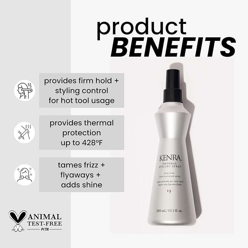 Kenra Professional Thermal Styling Spray 19 | Heat Protection | Firm Hold Heat-Activated | Tames Frizz, Flyaways & Adds Shine | All Hair Types | 10 fl. Oz - Image 2