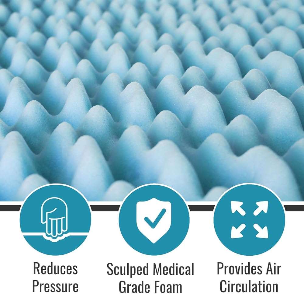 DMI 2-Inch Foam Mattress Topper, Egg Crate Foam Pad for Support, Air Circulation, Pressure Relief & Weight Distribution, Twin Size 33 x 72, Blue - Image 3