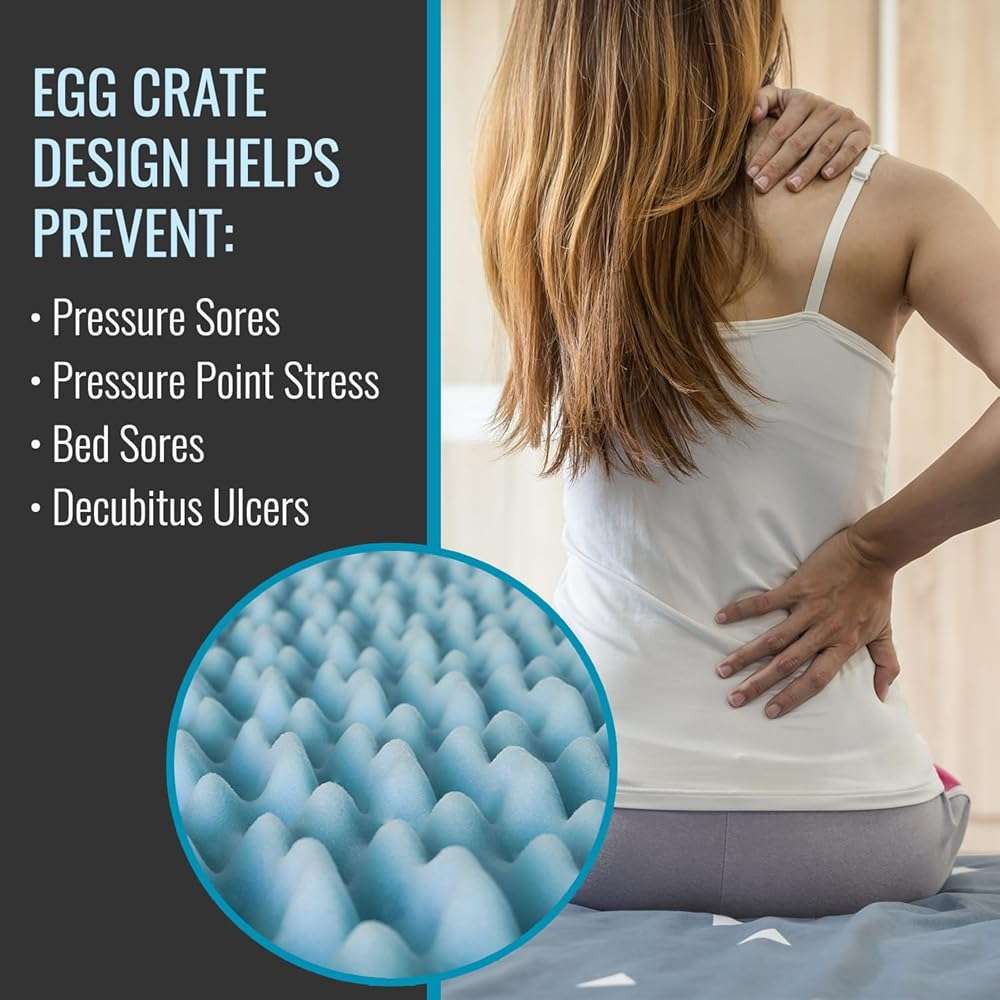 DMI 2-Inch Foam Mattress Topper, Egg Crate Foam Pad for Support, Air Circulation, Pressure Relief & Weight Distribution, Twin Size 33 x 72, Blue - Image 5
