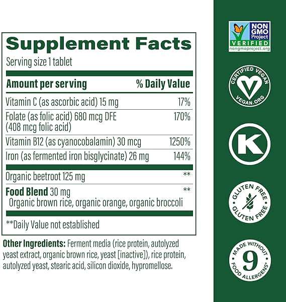 MegaFood Blood Builder Iron Supplement for Women & Men – Increase Iron Levels Without Side Effects – Improves Energy Levels – B12, Folic Acid & Vitamin C for Absorption – Vegan, Non-GMO - 90 Tablets - Image 2