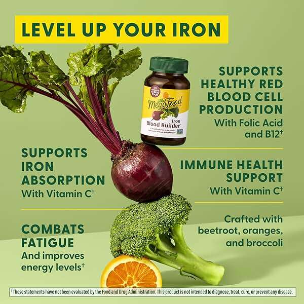 MegaFood Blood Builder Iron Supplement for Women & Men – Increase Iron Levels Without Side Effects – Improves Energy Levels – B12, Folic Acid & Vitamin C for Absorption – Vegan, Non-GMO - 90 Tablets - Image 4