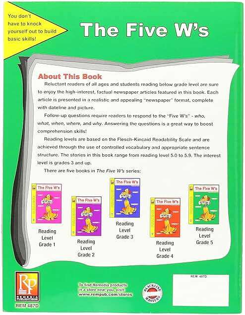 Remedia Publications REM487D Reading Level 5 "The Five W’s Book", 8.5" Wide, 11" Length, 0.1" Height - Image 2