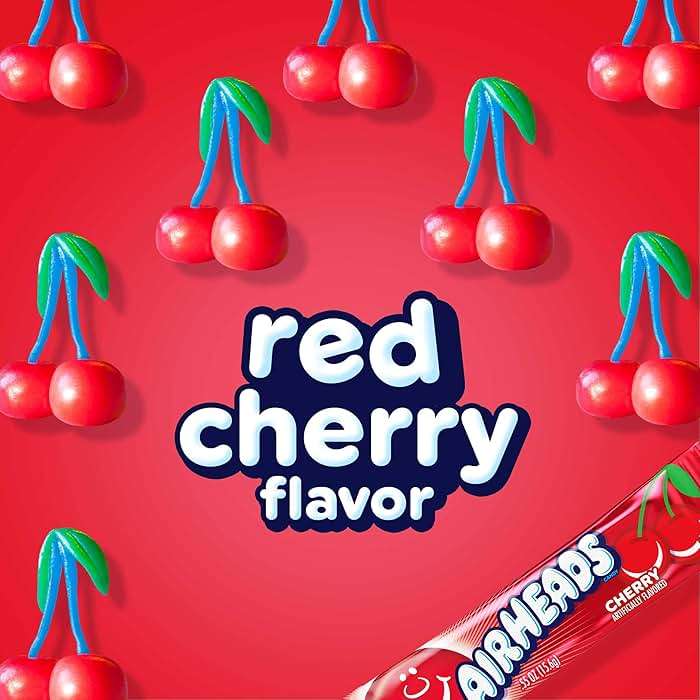 Airheads Full-Size Candy Bars, Taffy Candy Pack, Individually Wrapped Bulk Candy, Cherry Flavor Artificially Flavored, 36 Count Box - Image 4