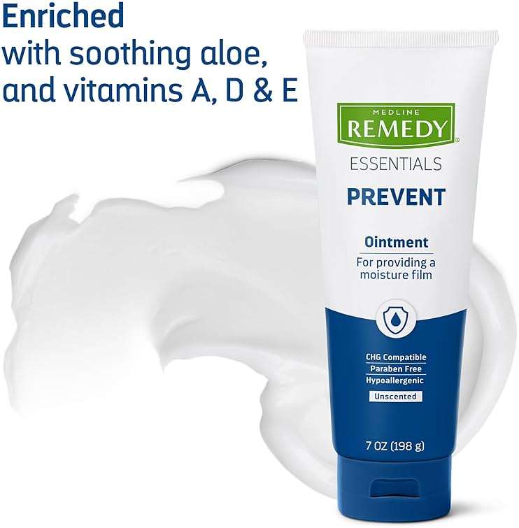Medline Remedy Essentials Ointment (7 oz Tube), Unscented, Moisturizing Breathable Film, Aloe, Vitamins A, D & E, Soothing Incontinence Care for Adults & Elderly, Hypoallergenic, Paraben Free - Image 4