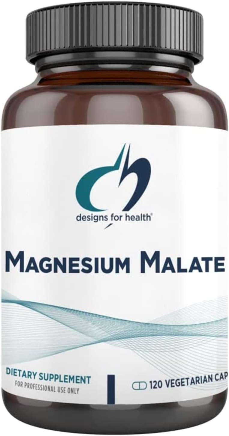Designs for Health Magnesium Malate - Chelated Magnesium as Di Magnesium Malate - Highly Bioavailable Form to Support Energy, Bone Health + Muscle Recovery (120 Magnesium Malate Capsules) - Image 1