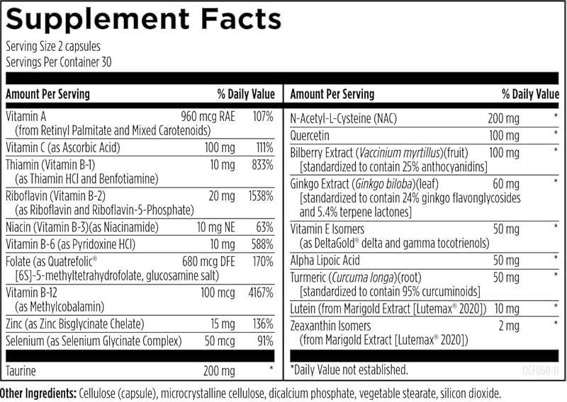 Designs for Health OcuForce - Eye Health Support Supplement - Lutein, Zeaxanthin, Carotenoids, Zinc, Taurine + Vitamins (60 Capsules) - Image 2