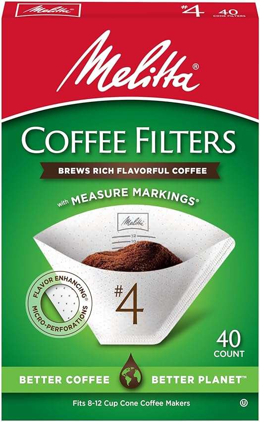 Melitta #4 Cone Coffee Filters, White, 40 Total Filters Count - Packaging May Vary - Image 1
