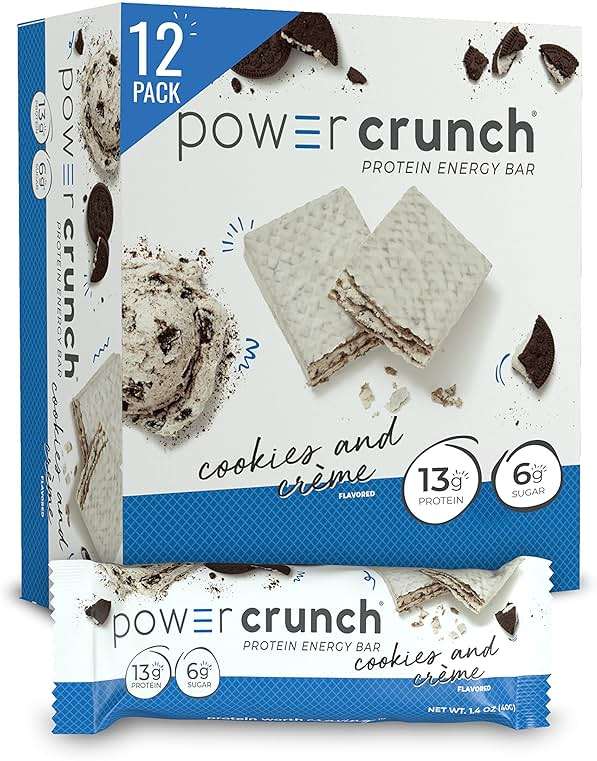 Power Crunch Whey Protein Bars, High Protein Snacks with Delicious Taste, Cookies and Cream, 1.4 Ounce (12 Count) - Image 1