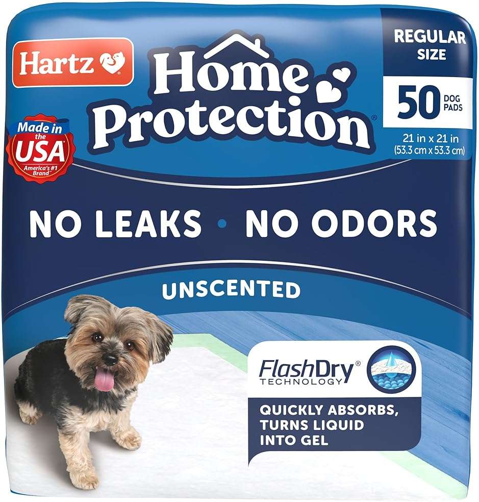 Hartz Home Protection Super Absorbent Odor Eliminating No Leaks Dog Pads, 50 Count - Image 1