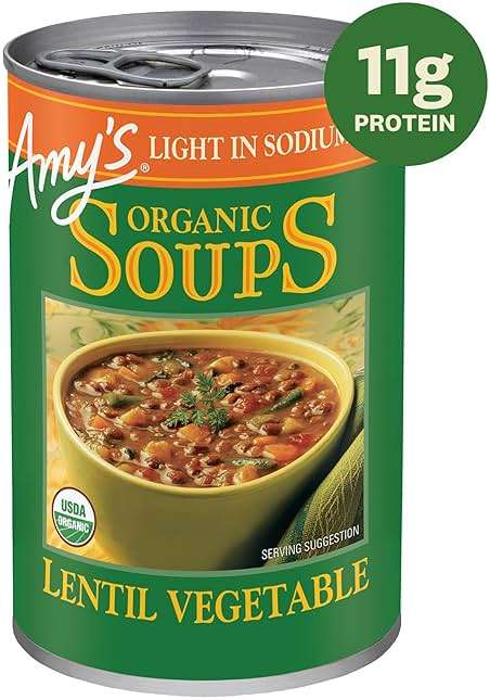 Amy’s Soup, Vegan Light in Sodium Lentil Vegetable Soup, Gluten Free, Made With Organic Vegetables, Canned Soup, 14.5 Oz (12 Pack) - Image 3