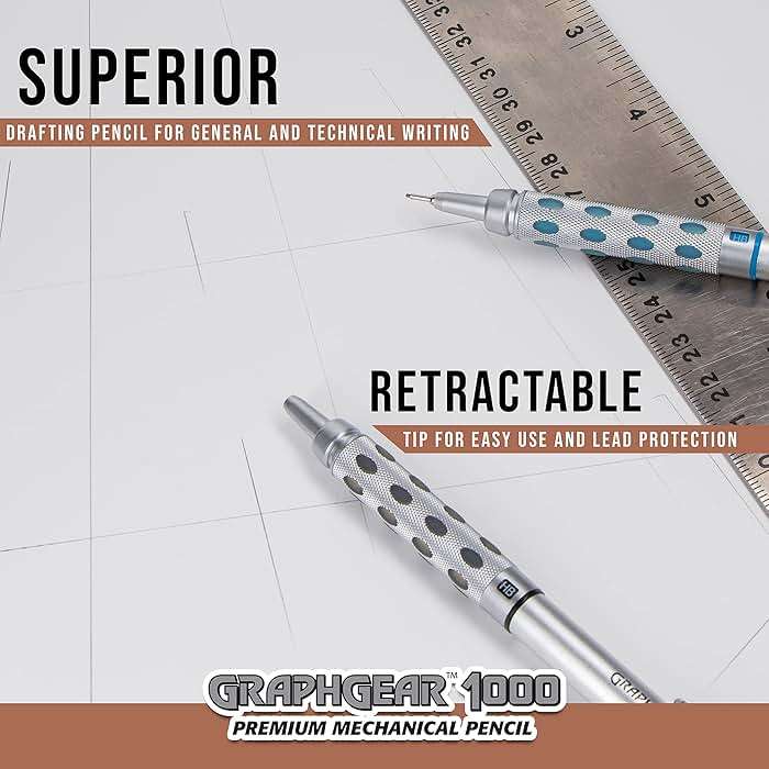 Pentel GraphGear 1000 Mechanical Pencil, (0.5mm) Point Size, Black Barrel, 1 Each (PG1015A) - Image 4