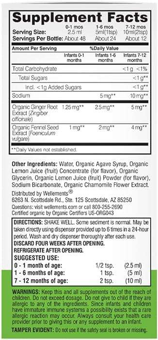 Wellements Organic Gripe Water | Relieves Occasional Stomach Discomfort from Baby Gas, Colic, Hiccups and Fussiness | Certified Organic and Non-GMO | No Artificial Flavors | 4 Fl Oz. | Ages Newborn+ - Image 2