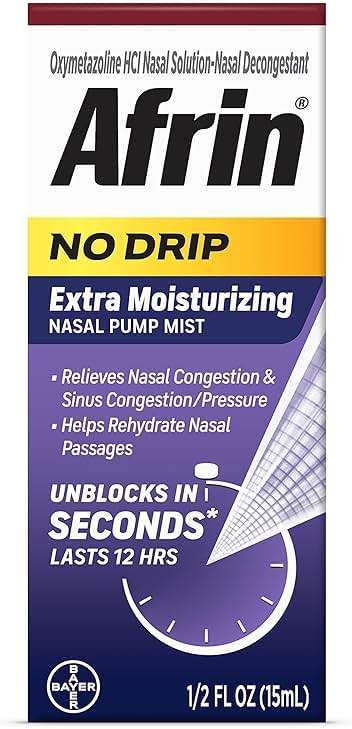 Afrin No Drip Extra Moisturizing 12 Hour Nasal Congestion Relief Pump Mist, Sinus Spray Decongestant - 15 mL - Image 1