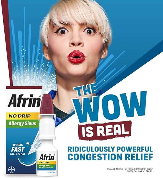Afrin No Drip Allergy Sinus Nasal Spray - Fast and Powerful Nasal Decongestion From Allergies, 15mL - Image 3