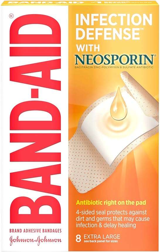 Band-Aid Brand Adhesive Bandages, Plus Antibiotic, Extra Large, 8-Count All-One-Size - Image 1
