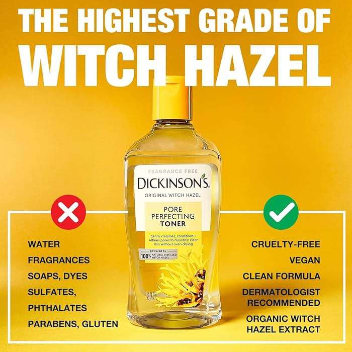 Dickinson's Original Witch Hazel Pore Perfecting Toner | 100% Natural Distilled Witch Hazel | America's #1 Toner | Refines Pores | Removes Impurities & Oil | 16 Fl Oz - Image 5