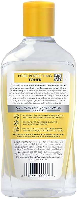 Dickinson's Original Witch Hazel Pore Perfecting Toner | 100% Natural Distilled Witch Hazel | America's #1 Toner | Refines Pores | Removes Impurities & Oil | 16 Fl Oz - Image 10