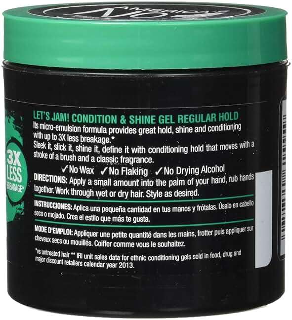 Soft Sheen Carson Lets Jam Condition & Shine Gel Regular Hold Jar (130ml), 4.4 Oz - Image 3