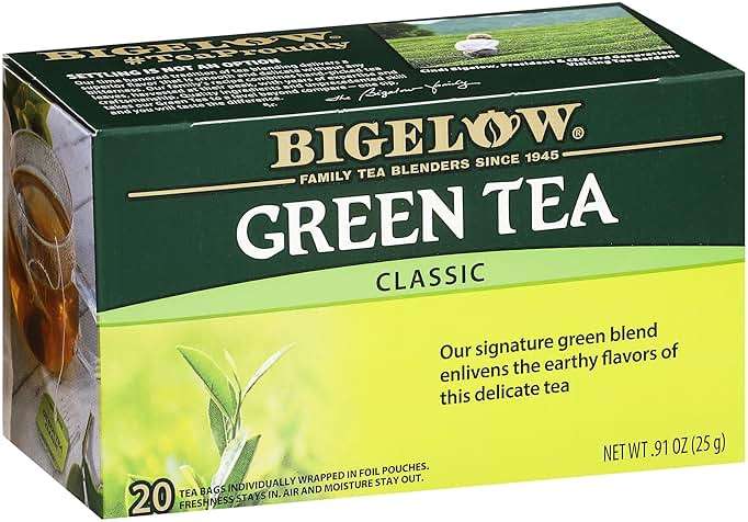 Bigelow Tea Classic Green Tea, Caffeinated Tea, 20 Count Box (Pack of 6), 120 Total Tea Bags - Image 1