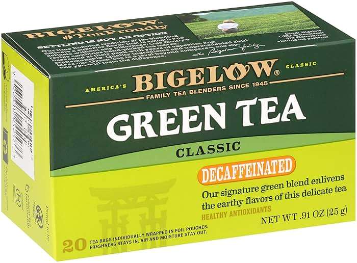 Bigelow Tea Classic Green Tea, Decaffeinated Tea, Decaf Green Tea, Count Box (Pack of 6), 120 Total Tea Bags - Image 1