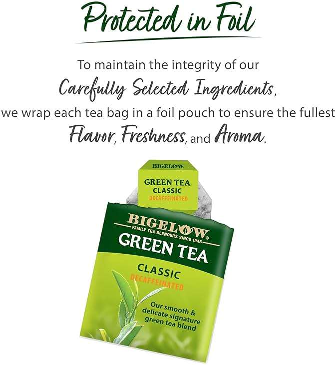 Bigelow Tea Classic Green Tea, Decaffeinated Tea, Decaf Green Tea, Count Box (Pack of 6), 120 Total Tea Bags - Image 4