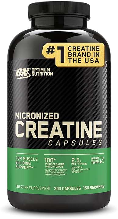 Optimum Nutrition Creatine, Micronized Creatine Monohydrate Capsules, Supports Strength & Recovery, Banned Substance Tested, 2.5g per Serving, 150 Servings, 300 Count - Image 1
