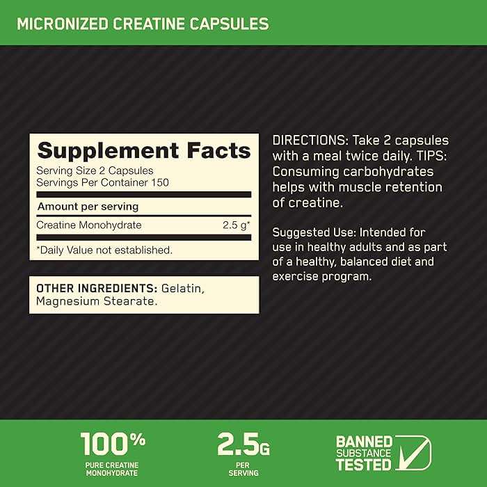 Optimum Nutrition Creatine, Micronized Creatine Monohydrate Capsules, Supports Strength & Recovery, Banned Substance Tested, 2.5g per Serving, 150 Servings, 300 Count - Image 2