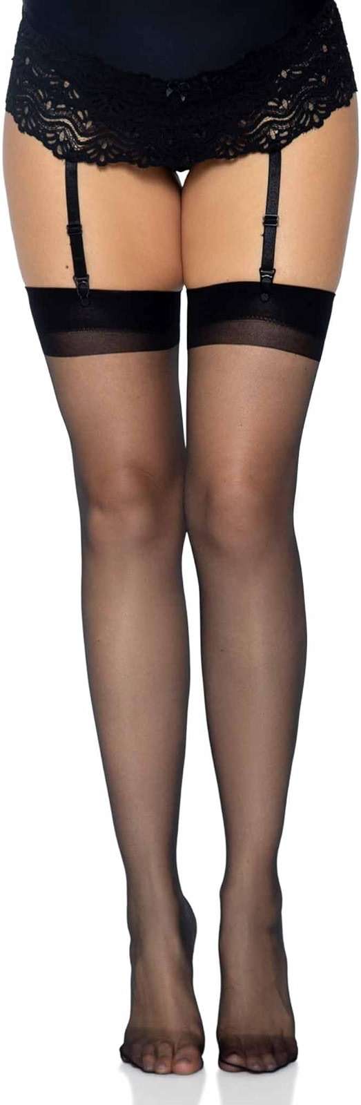 Leg Avenue Women's Sheer Lace Top Thigh High Stockings with Backseam - Image 5