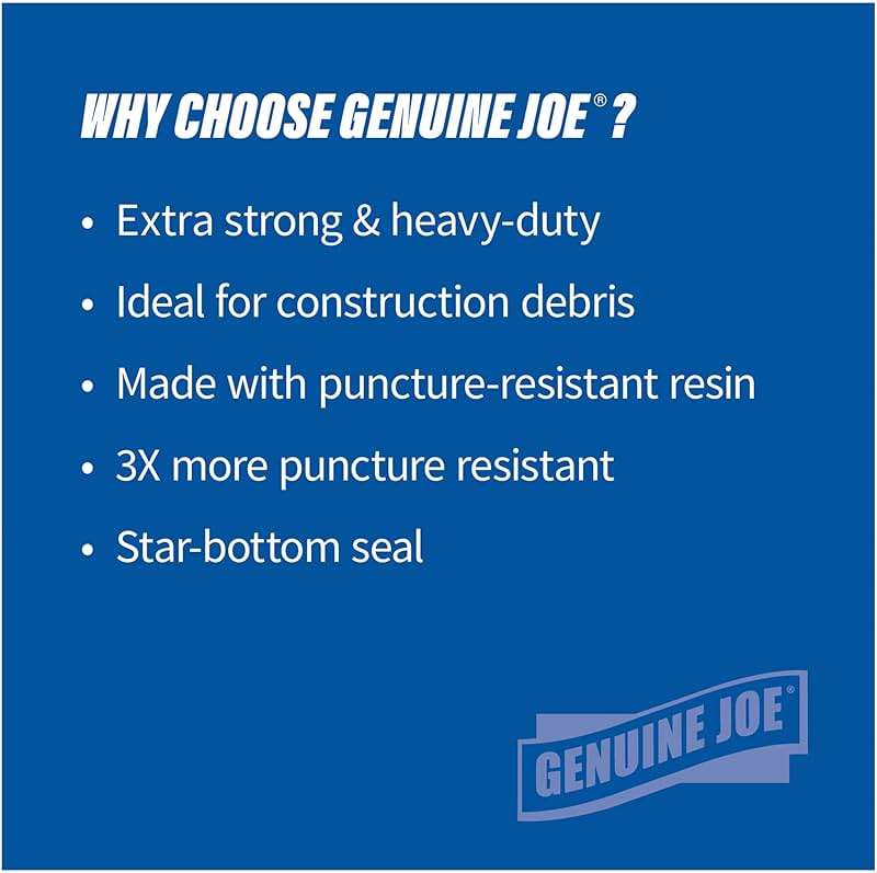 Genuine Joe GJO01535 Heavy Duty Low-Density Puncture Resistant Can Liner, 60 gallon Capacity, 56" Length x 39" Width x 1.50 mil Thickness, Black (Box of 50) - Image 11
