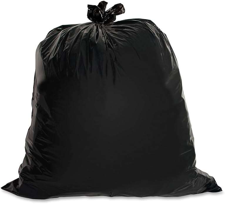 Genuine Joe GJO01535 Heavy Duty Low-Density Puncture Resistant Can Liner, 60 gallon Capacity, 56" Length x 39" Width x 1.50 mil Thickness, Black (Box of 50) - Image 4