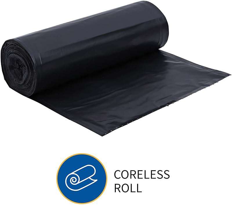 Genuine Joe GJO01535 Heavy Duty Low-Density Puncture Resistant Can Liner, 60 gallon Capacity, 56" Length x 39" Width x 1.50 mil Thickness, Black (Box of 50) - Image 8