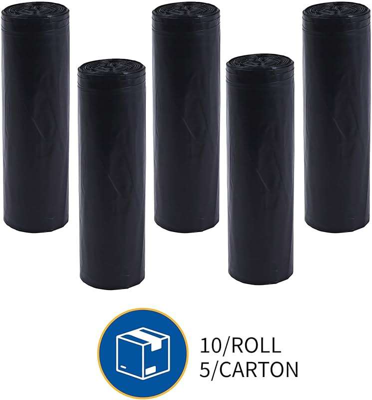 Genuine Joe GJO01535 Heavy Duty Low-Density Puncture Resistant Can Liner, 60 gallon Capacity, 56" Length x 39" Width x 1.50 mil Thickness, Black (Box of 50) - Image 9